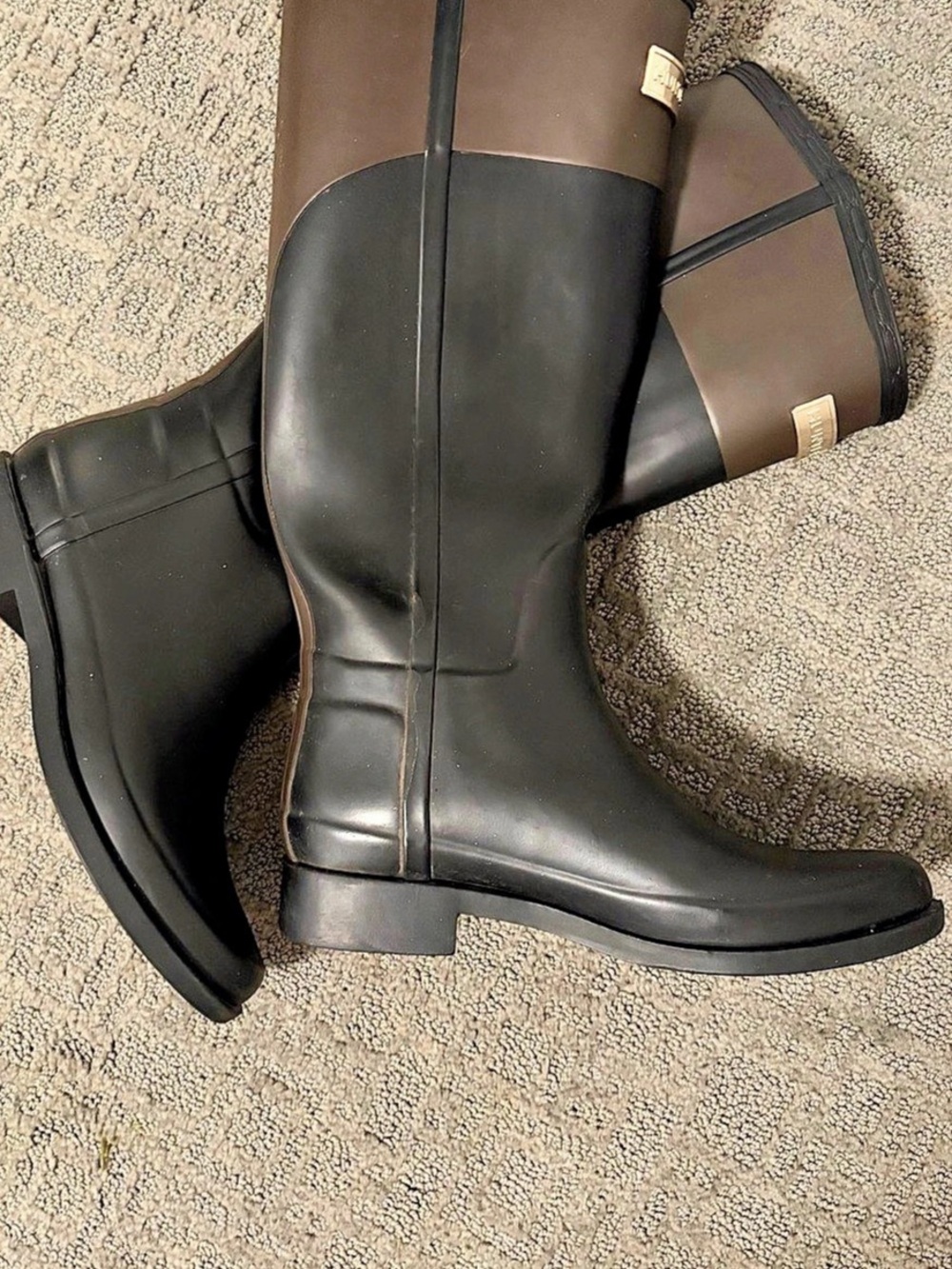 Hunter Original Tall Contrast Rain Boot Boots EU 38 (7) Black & Brown